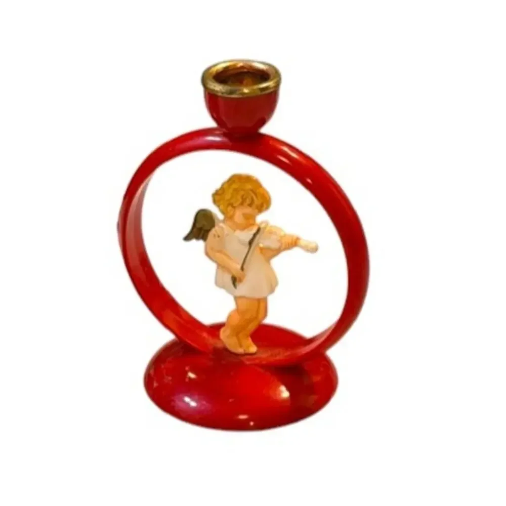 Vintage West German Celluloid Angel Candle Holders Set 5 Red Christmas Choir